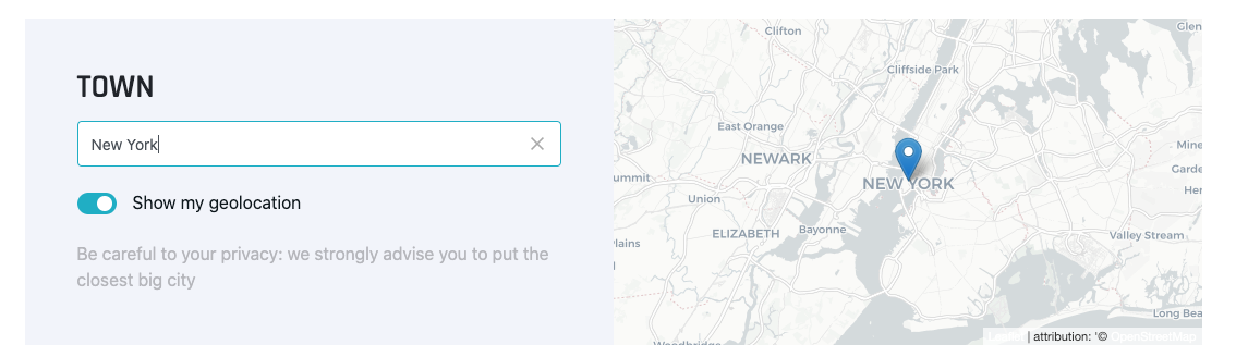 The map updating after a suggestion is selected